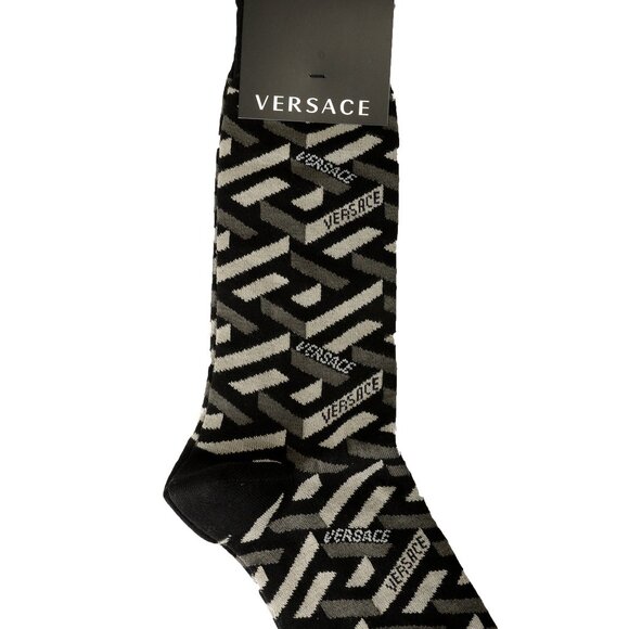 Versace Multi-Color Logo Print Athletic Socks sz M - Picture 1 of 2